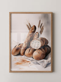 Brotstilleben Weizen Aquarell