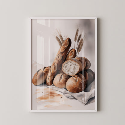Brotstilleben Weizen Aquarell