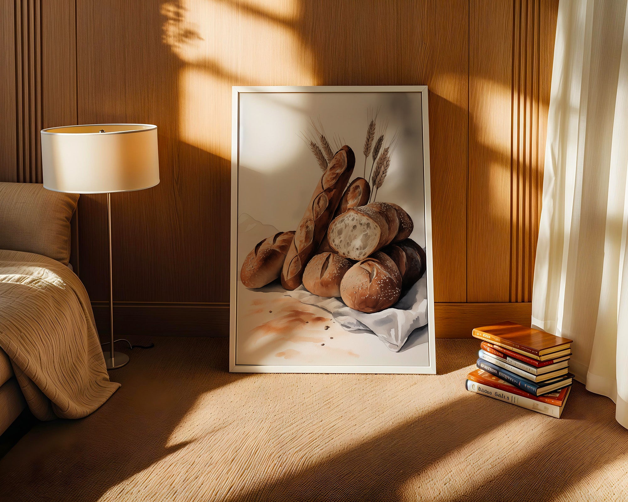 Brotstilleben Weizen Aquarell