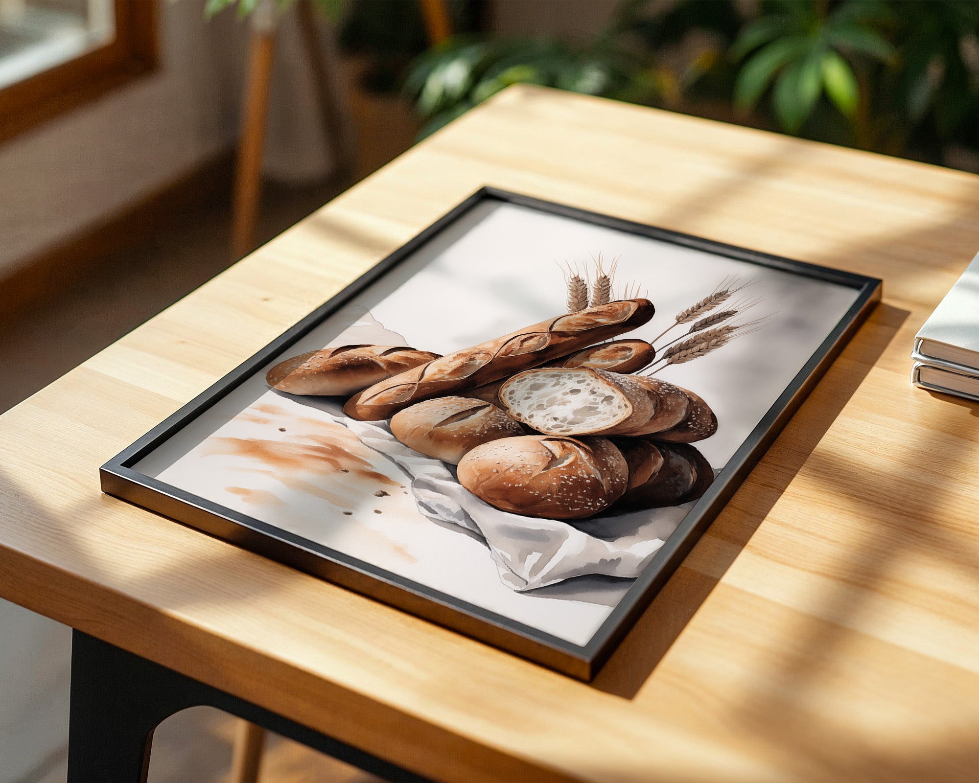 Brotstilleben Weizen Aquarell