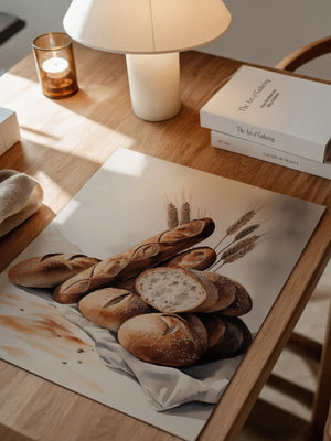 Brotstilleben Weizen Aquarell