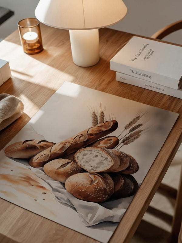 Brotstilleben Weizen Aquarell
