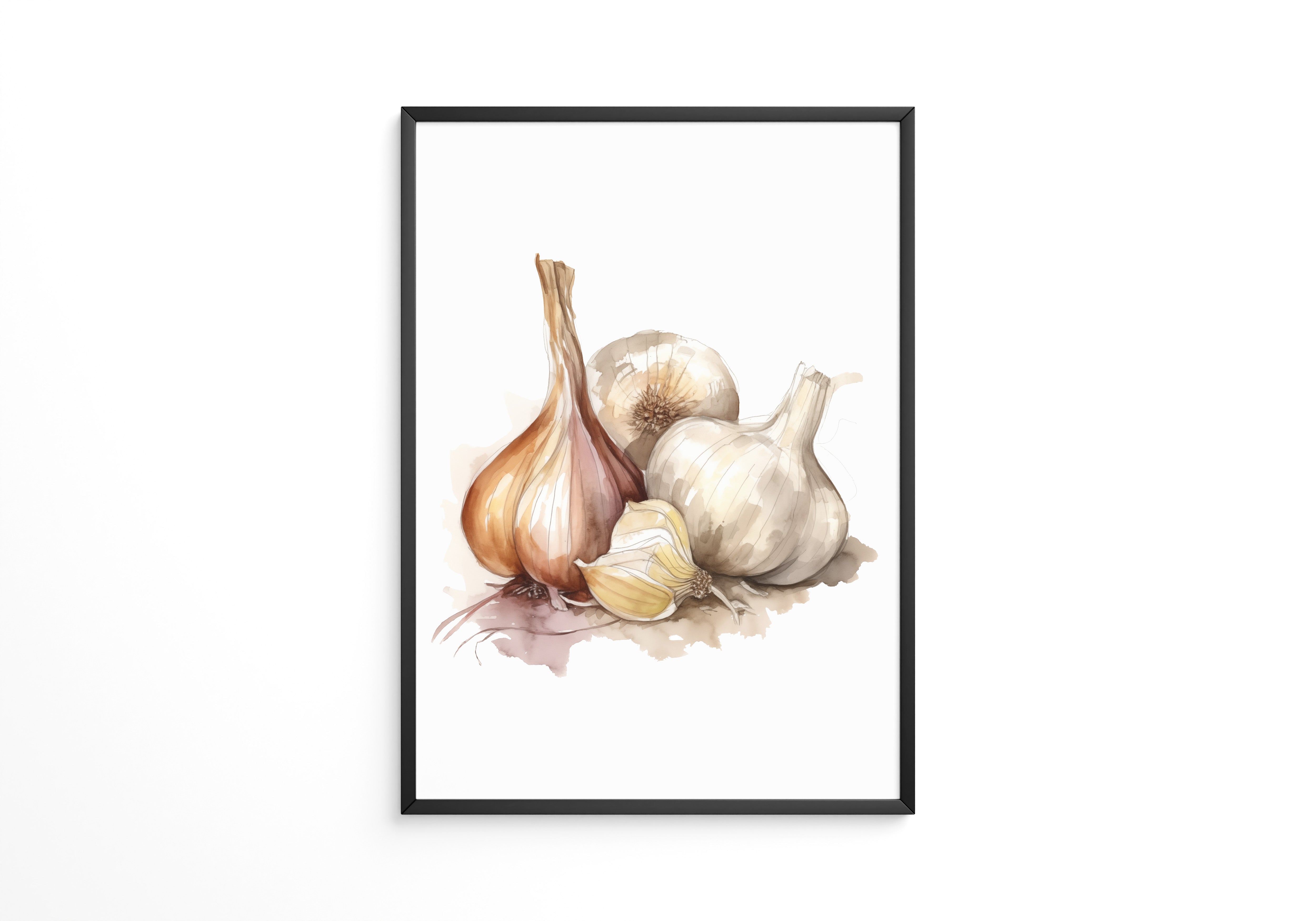 Zwiebeln und Knoblauch Aquarell