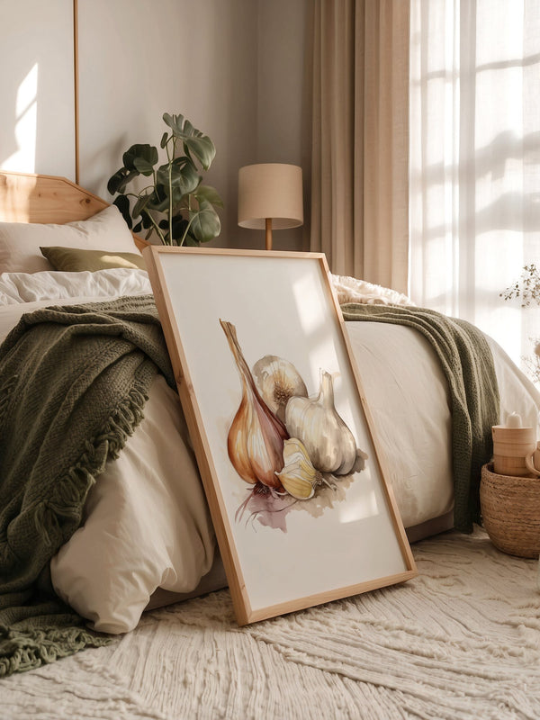 Zwiebeln und Knoblauch Aquarell