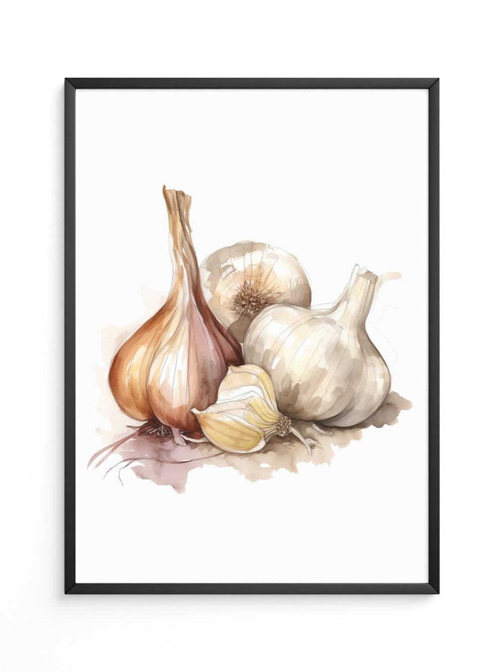 Zwiebeln und Knoblauch Aquarell