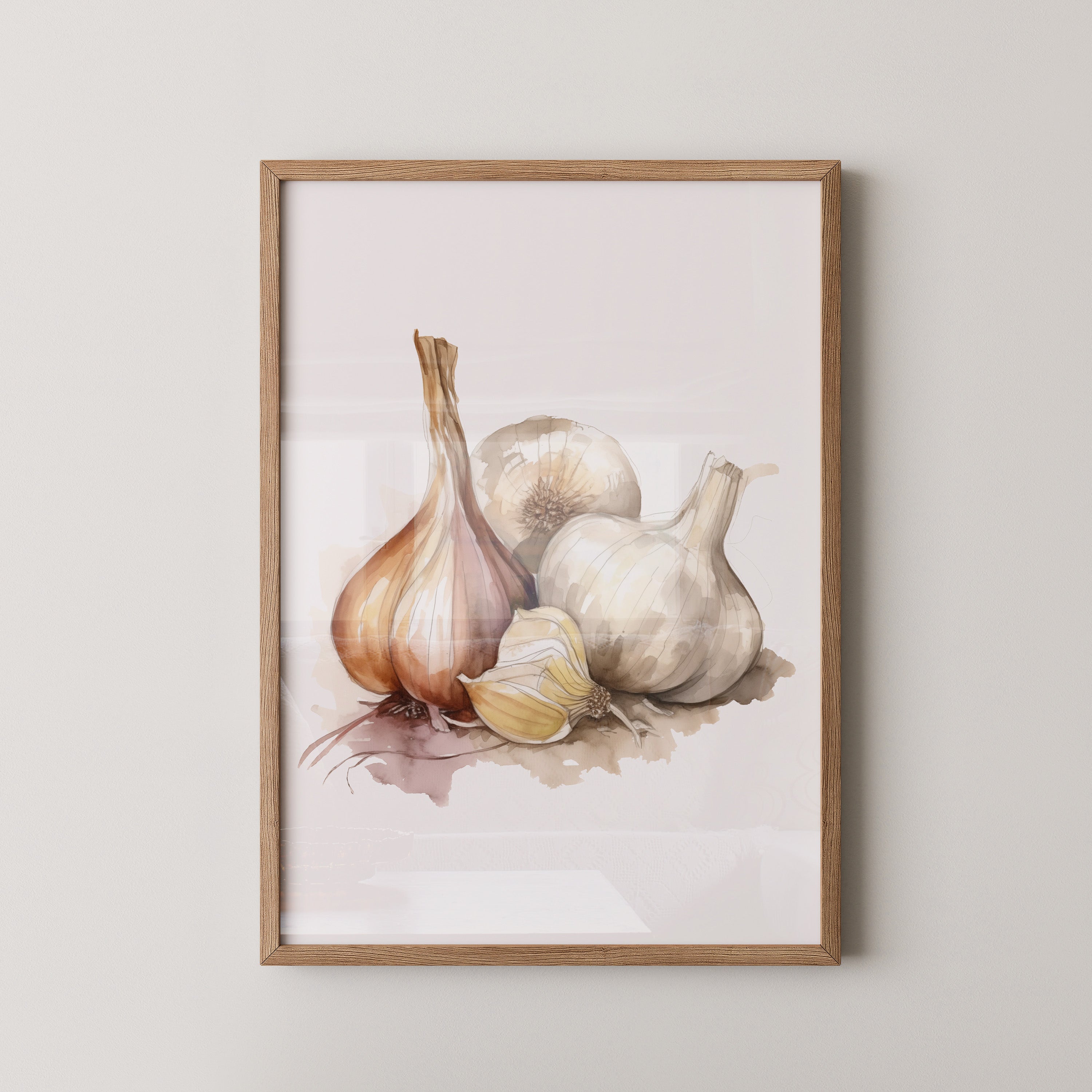 Zwiebeln und Knoblauch Aquarell