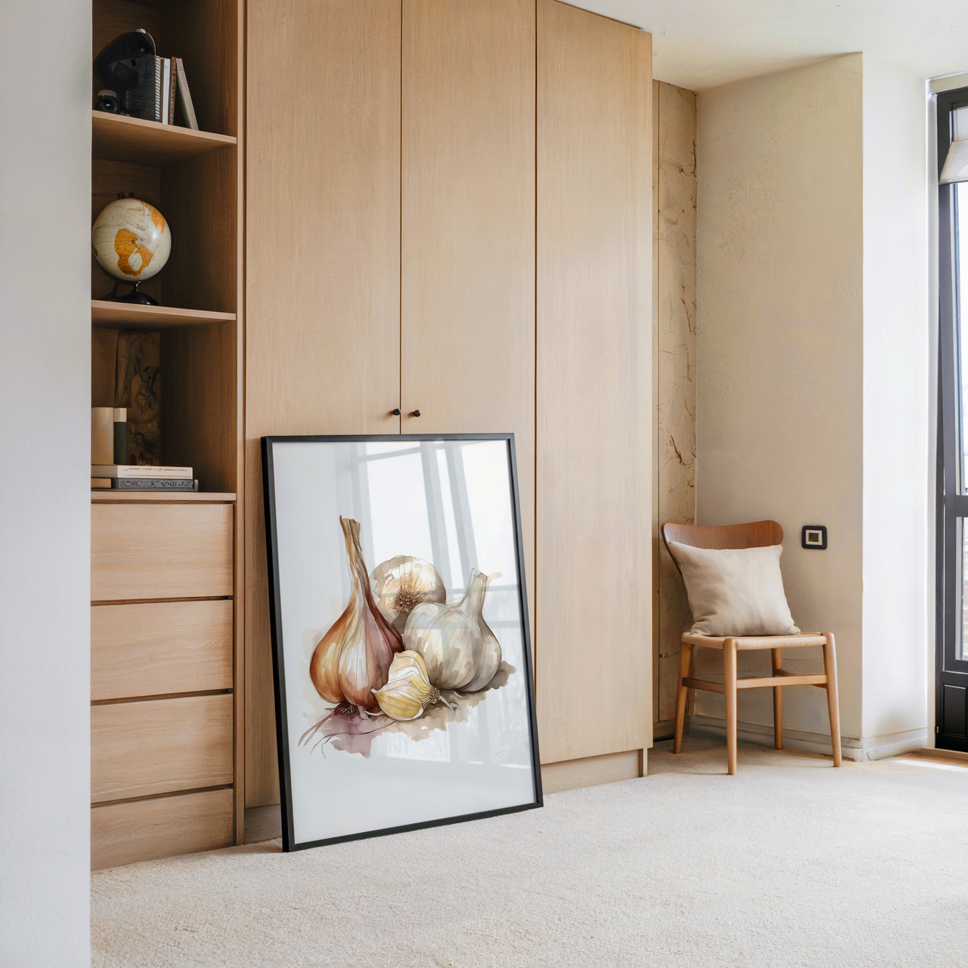 Zwiebeln und Knoblauch Aquarell