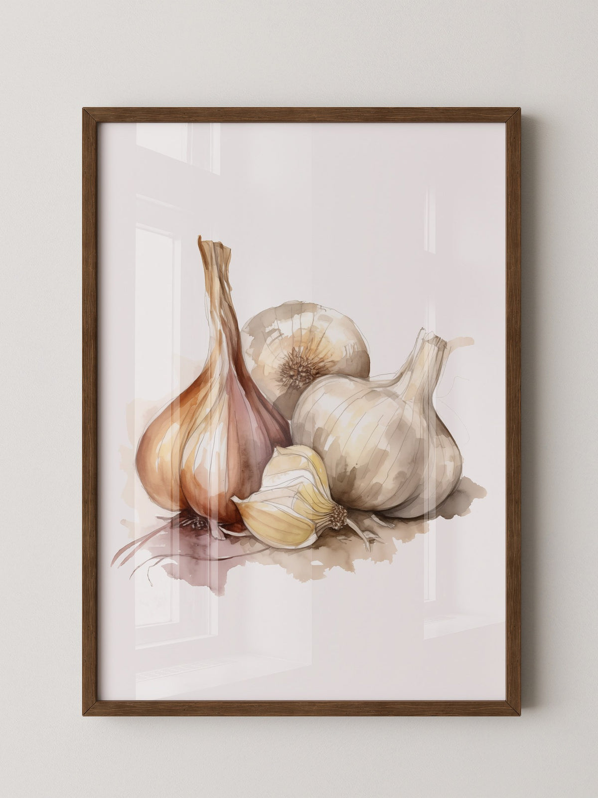 Zwiebeln und Knoblauch Aquarell