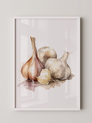 Zwiebeln und Knoblauch Aquarell