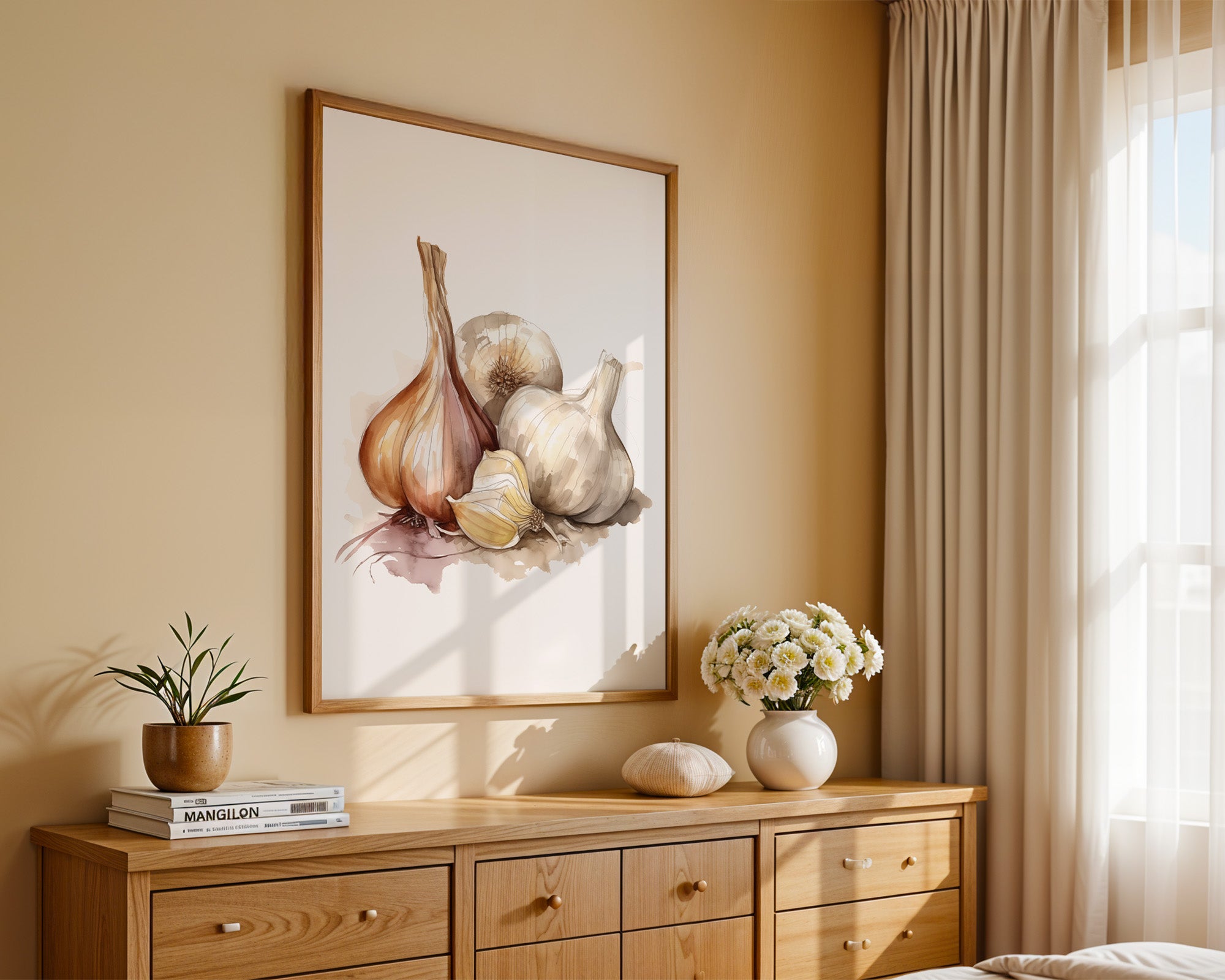 Zwiebeln und Knoblauch Aquarell