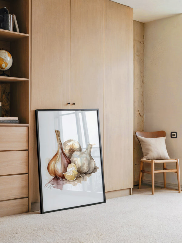 Zwiebeln und Knoblauch Aquarell