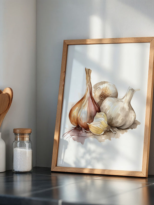 Zwiebeln und Knoblauch Aquarell