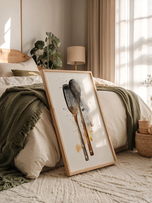 Küchenbesteck Aquarell spritzig
