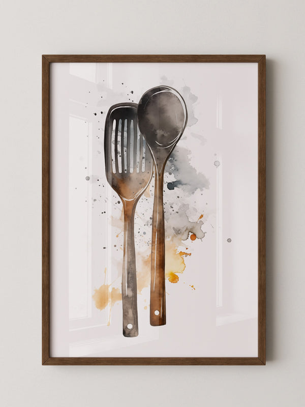 Küchenbesteck Aquarell spritzig