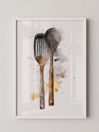 Küchenbesteck Aquarell spritzig