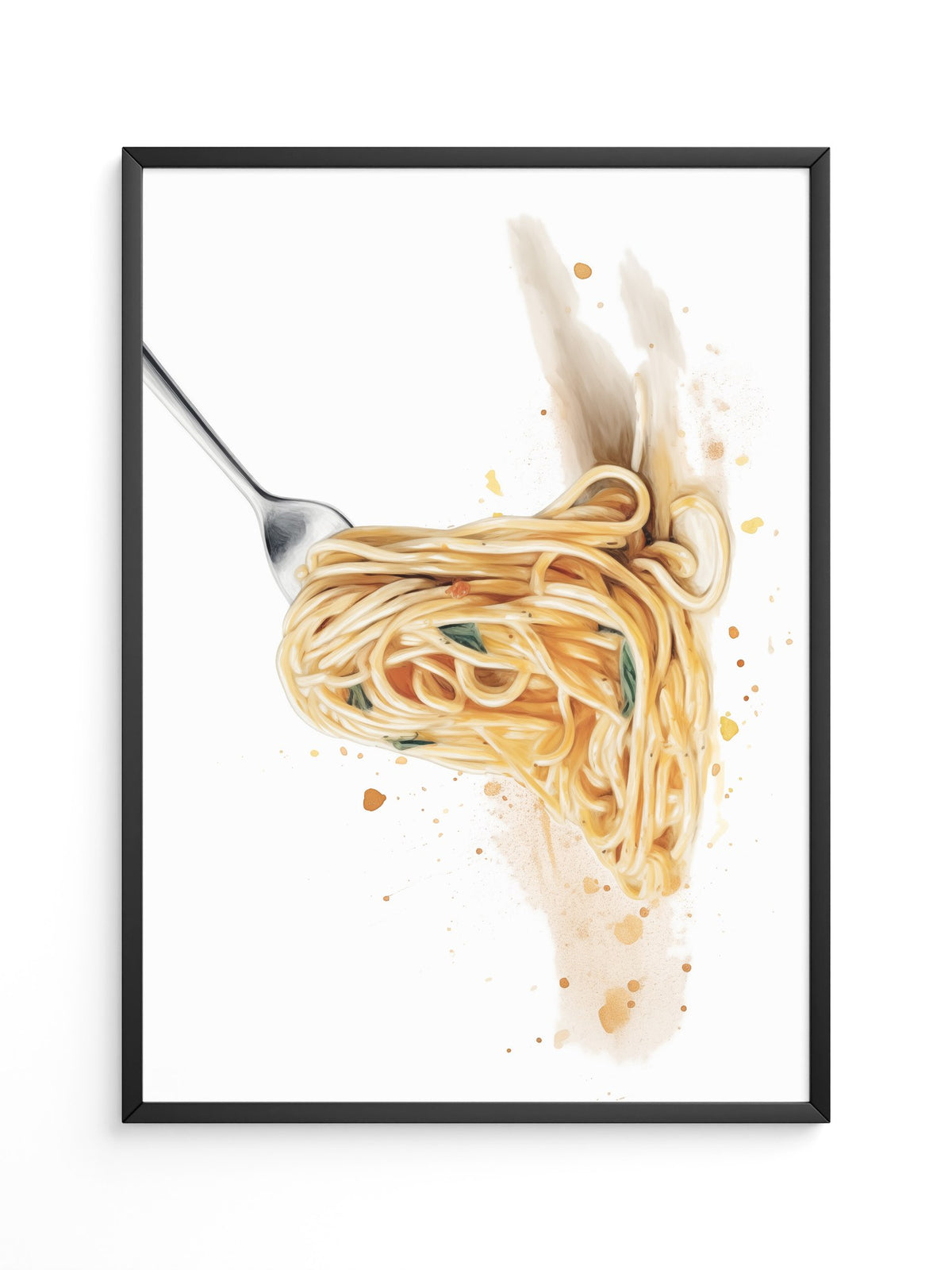 Spaghetti Gabel Aquarell