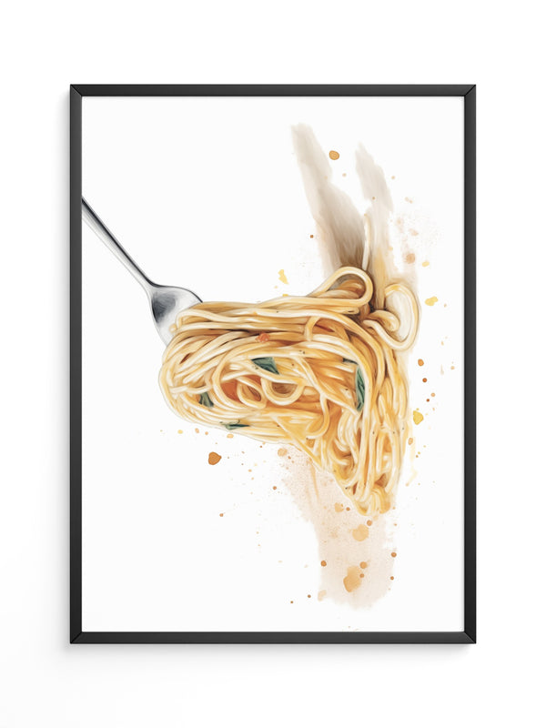 Spaghetti Gabel Aquarell