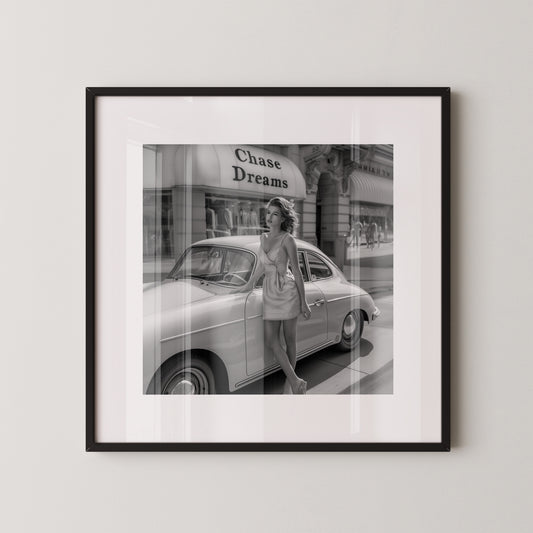 Retro Auto Innenstadt S/W