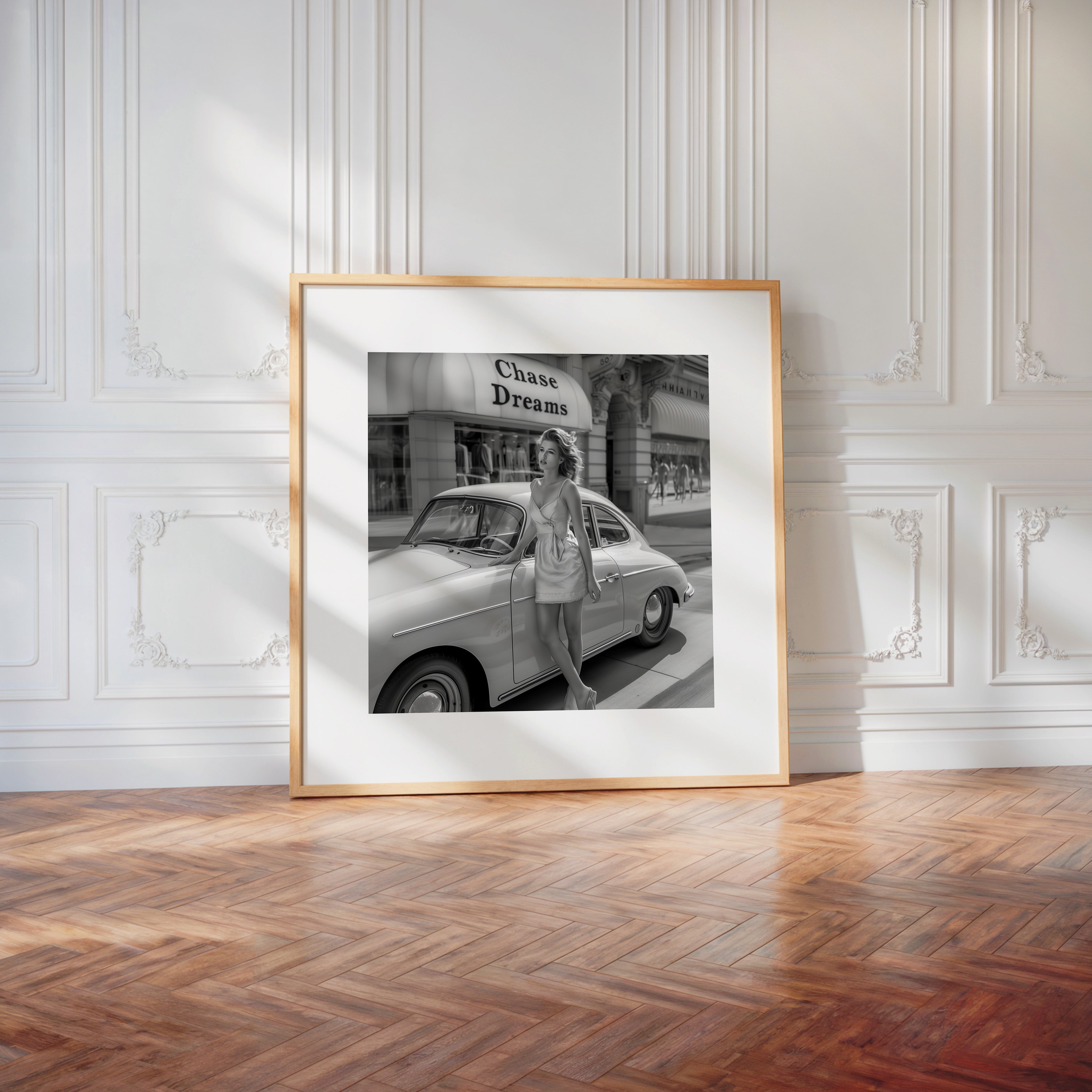 Retro Auto Innenstadt S/W