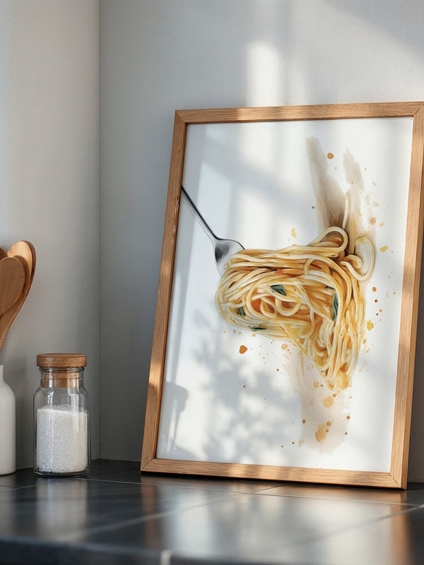 Spaghetti Gabel Aquarell