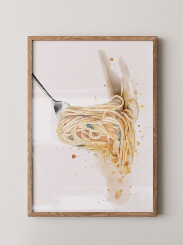 Spaghetti Gabel Aquarell