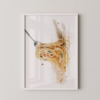 Spaghetti Gabel Aquarell