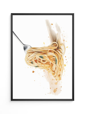 Spaghetti Gabel Aquarell