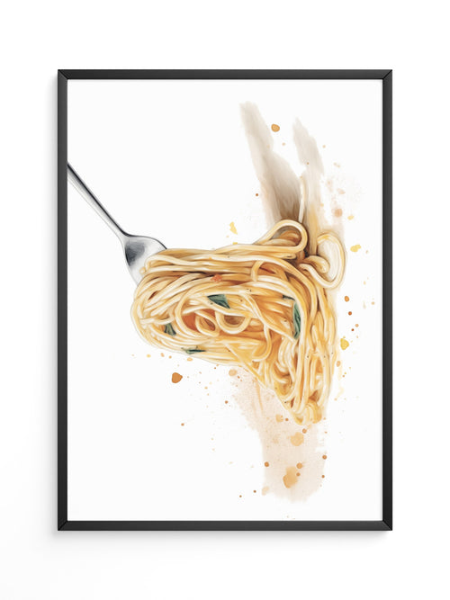 Spaghetti Gabel Aquarell