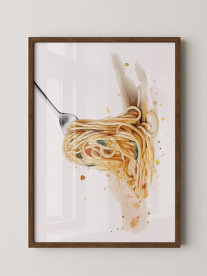 Spaghetti Gabel Aquarell