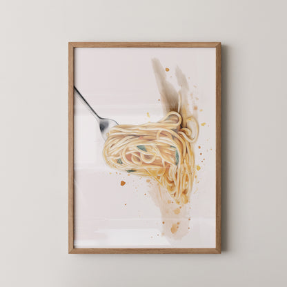 Spaghetti Gabel Aquarell