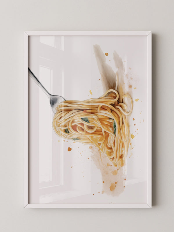 Spaghetti Gabel Aquarell