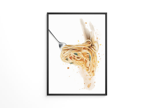 Spaghetti Gabel Aquarell