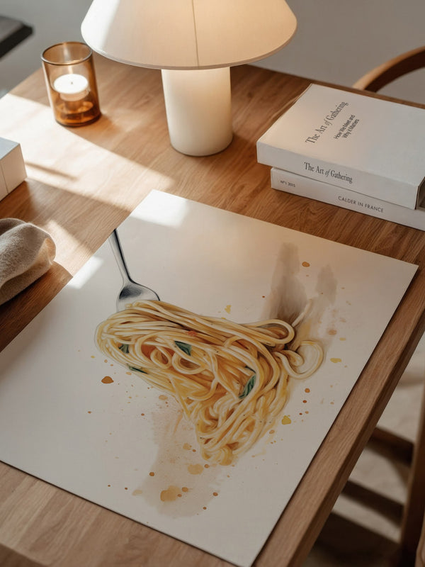 Spaghetti Gabel Aquarell