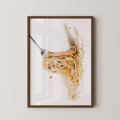 Spaghetti Gabel Aquarell