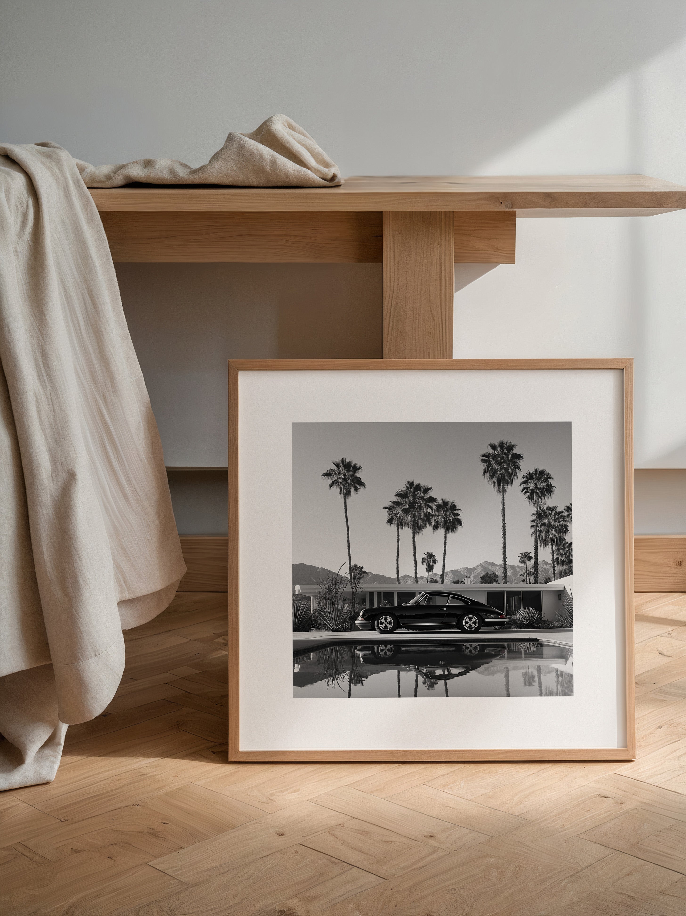 Porsche Palmen S/W Reflexion