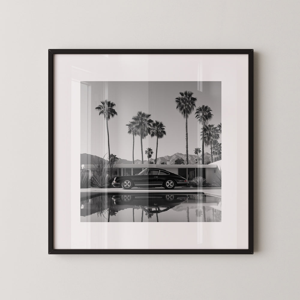 Porsche Palmen S/W Reflexion