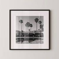 Porsche Palmen S/W Reflexion