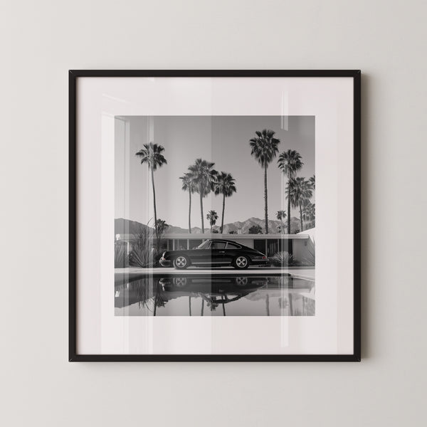 Porsche Palmen S/W Reflexion