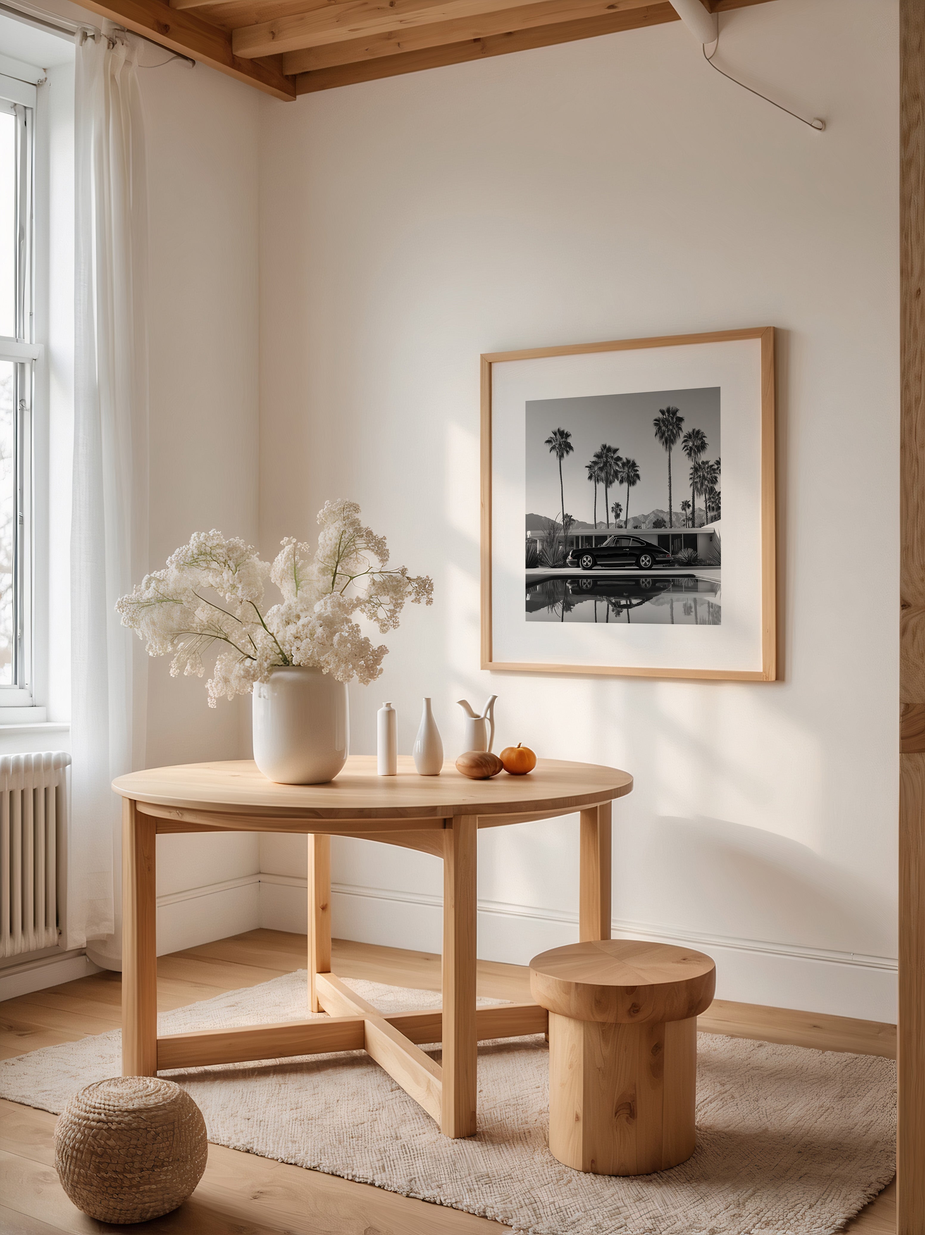 Porsche Palmen S/W Reflexion