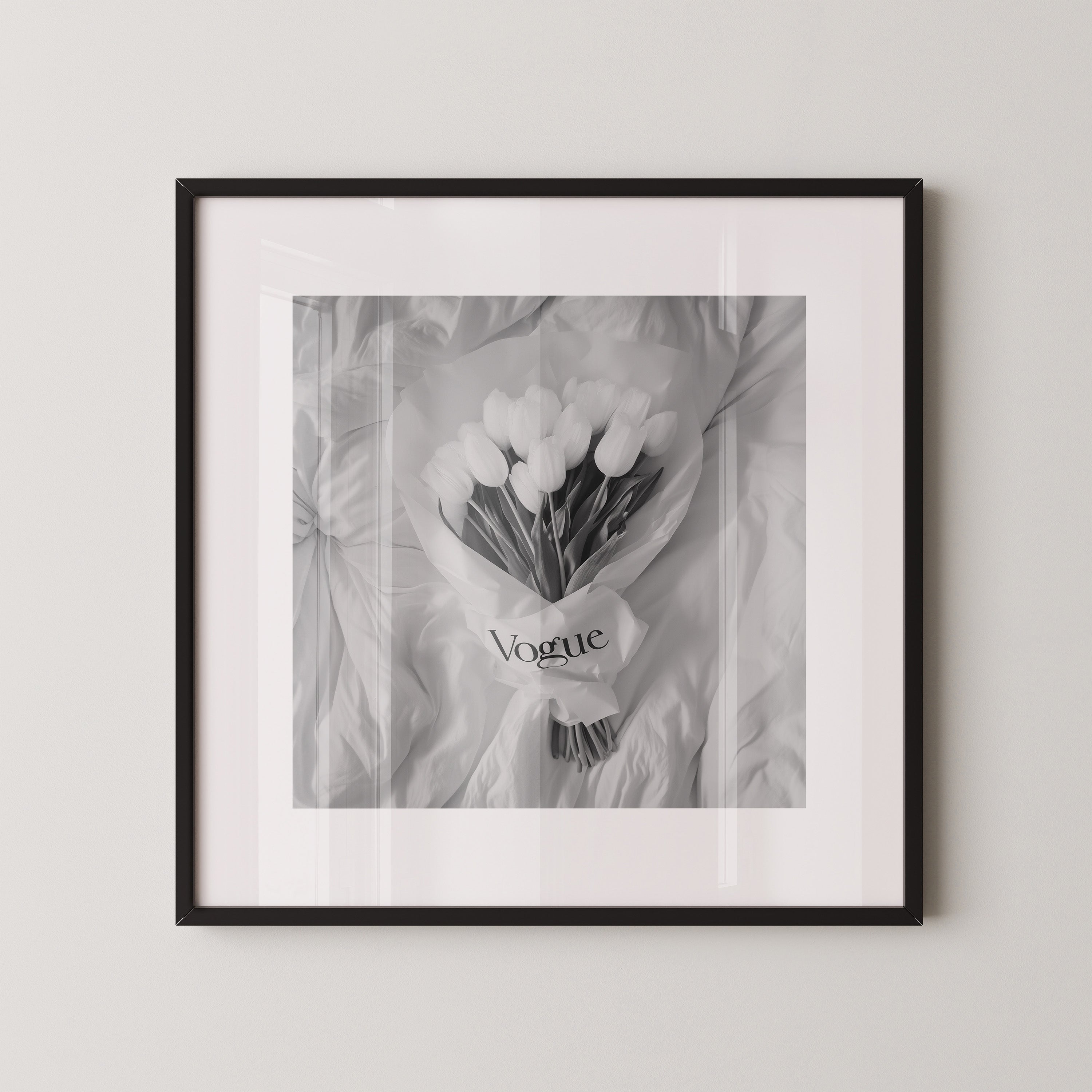 Weiße Tulpen Bouquet Schwarzweiß
