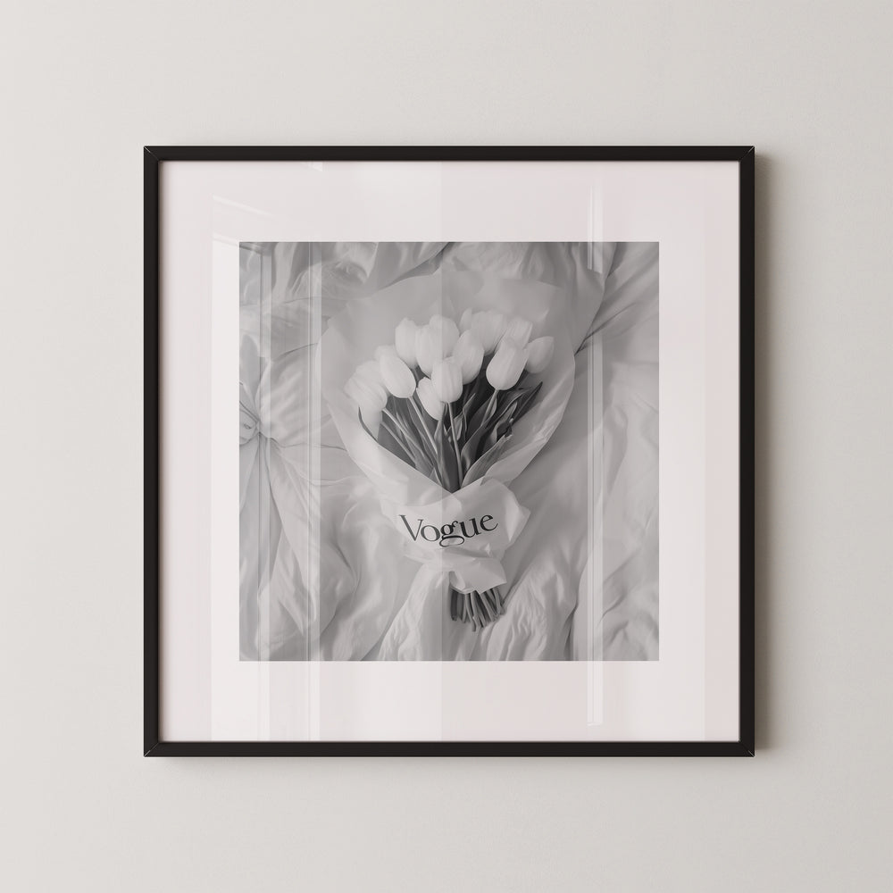 Weiße Tulpen Bouquet Schwarzweiß