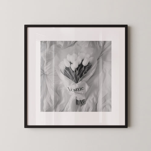 Weiße Tulpen Bouquet Schwarzweiß