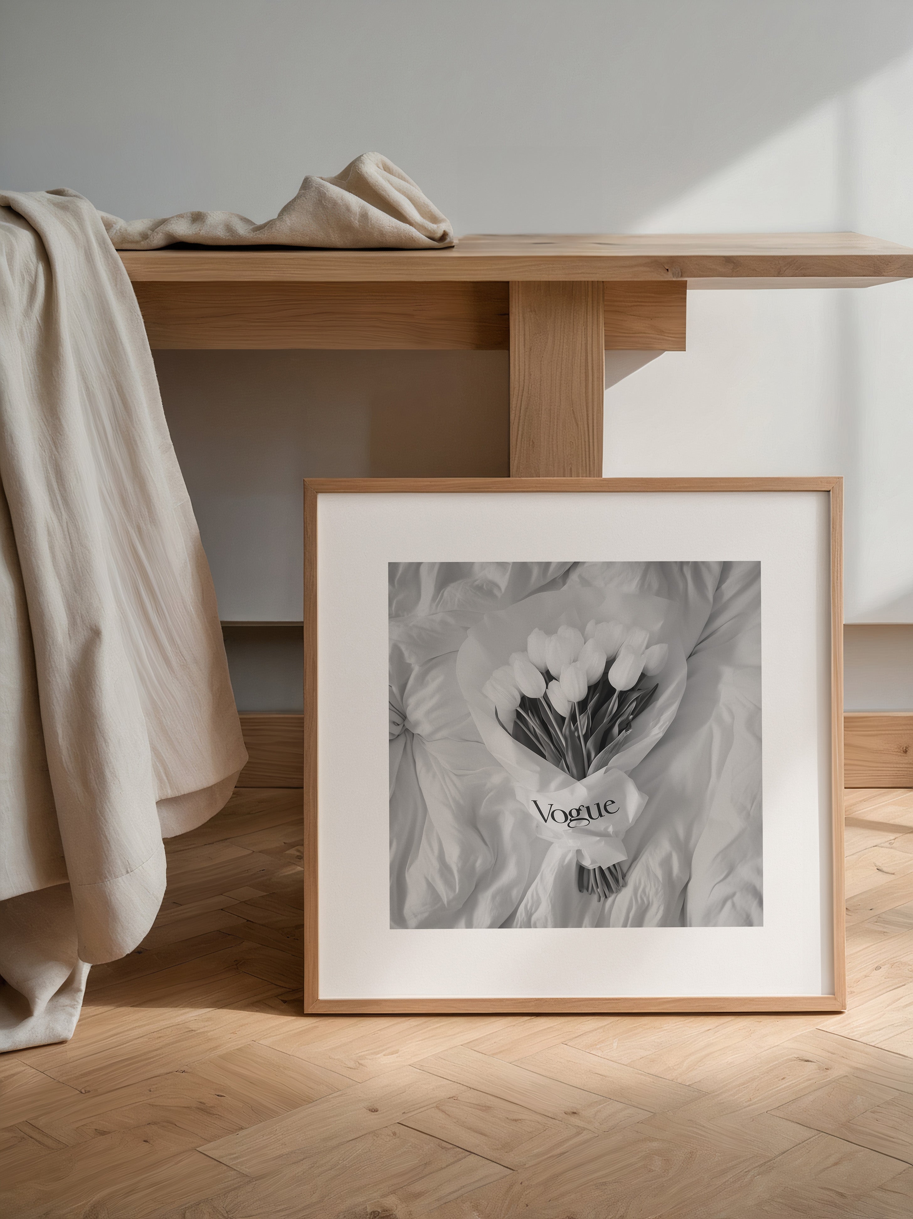 Weiße Tulpen Bouquet Schwarzweiß