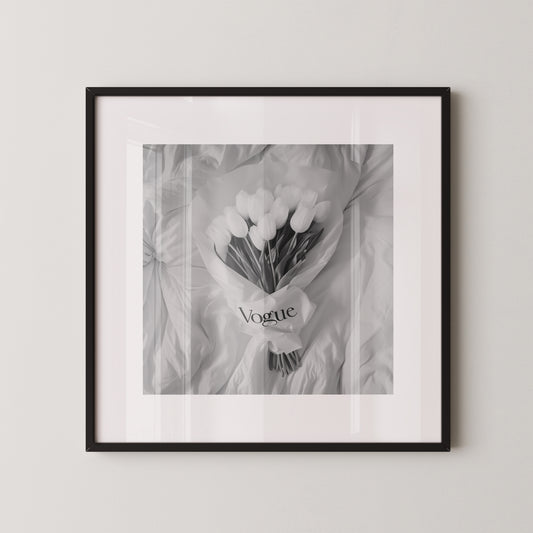 Weiße Tulpen Bouquet Schwarzweiß