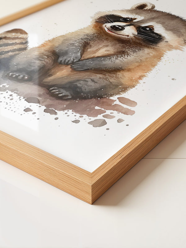 Waschbär Aquarell verspielt