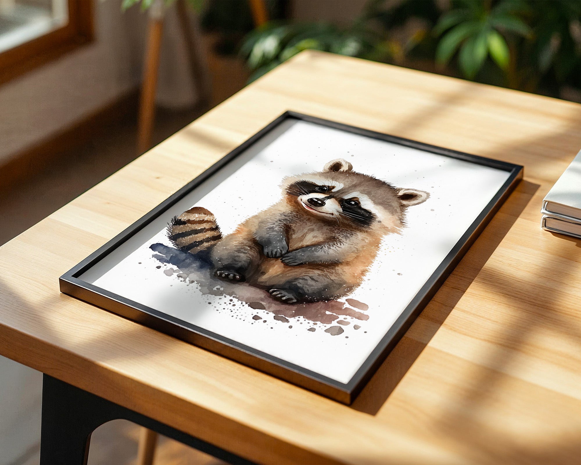 Waschbär Aquarell verspielt