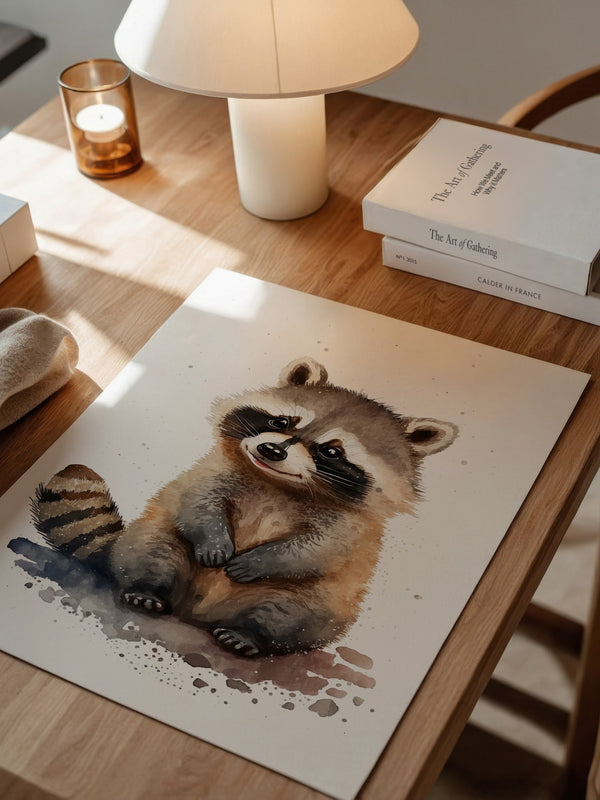 Waschbär Aquarell verspielt