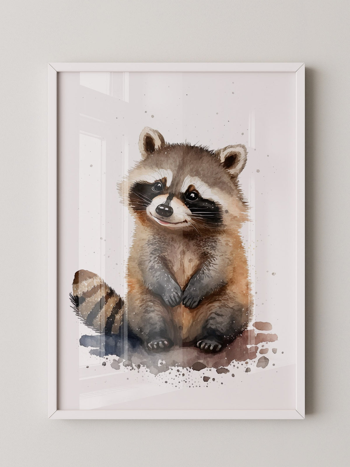 Waschbär Aquarell verspielt