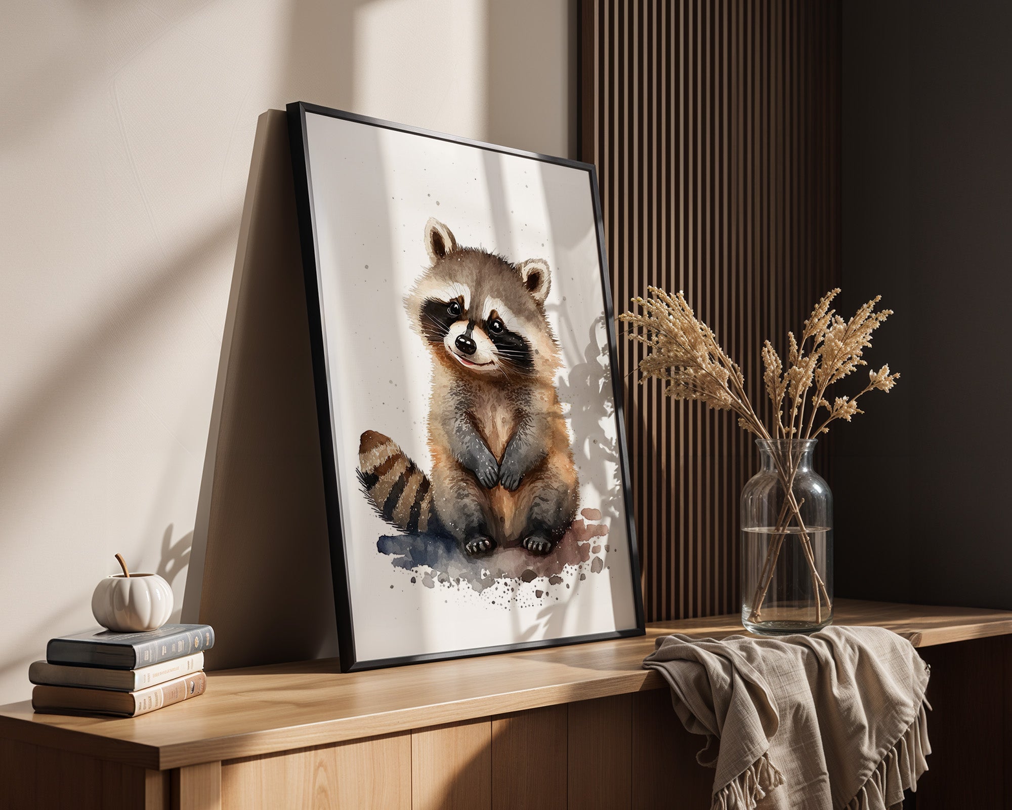 Waschbär Aquarell verspielt