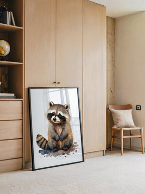 Waschbär Aquarell verspielt